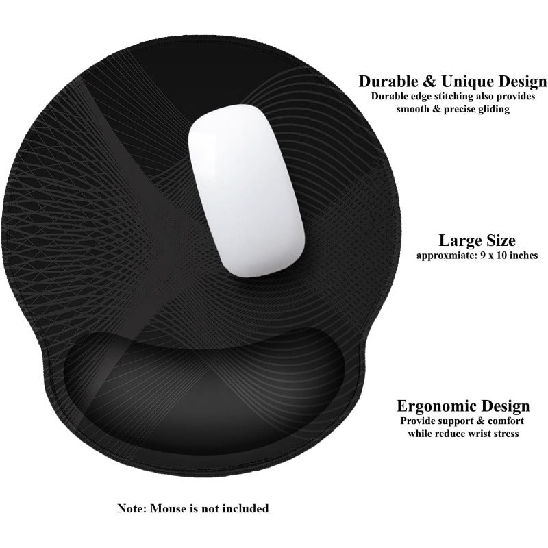 Meffort Inc Ergonomic Gaming & Office Mouse Pad with Wrist Rest Support - Non-Slip Base, Sound Wave Texture Surface, Durable Comfortable Design for Computer, PC, Laptop - Reduces Wrist Fatigue, Improves Accuracy & Control