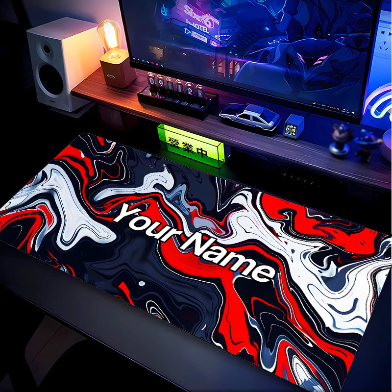 Mouse Pads Featuring a Red Marble Fluid Design, Customizable with Names, Perfect for Office Employees, Gamers, And Equipped with Non-Slip Rubber Bases. an Excellent Gift Choice for Loved Ones