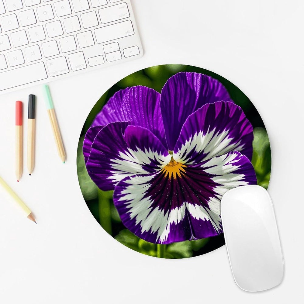 Pansy Perfection Mouse Pad Round Mouse Pad Foldable Mouse Mat Washable Mousepads Non-Slip Rubber Base Small Mousepad 7.9 X 7.9 X 0.1 Inches