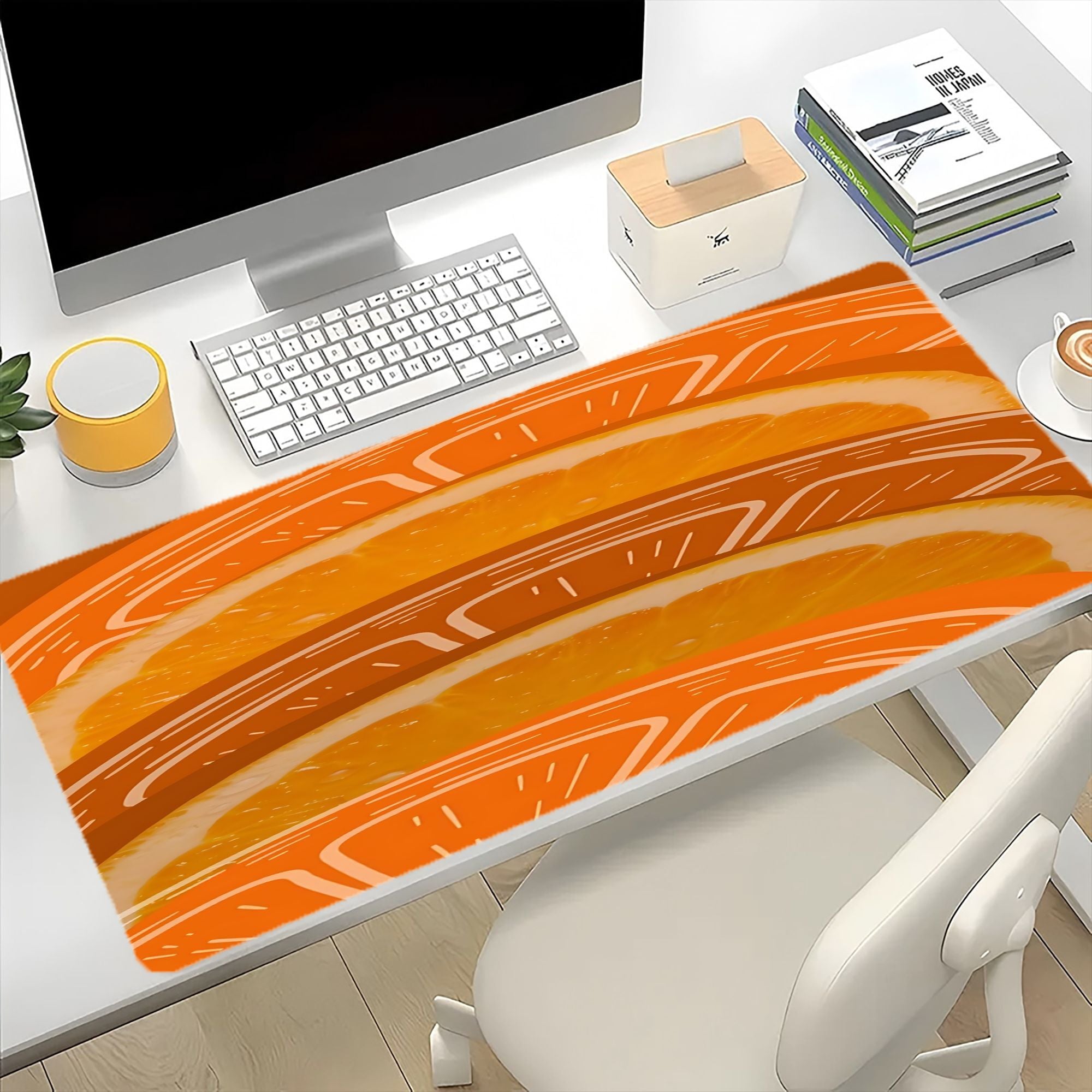 Orange Slices Aesthetic Mouse Pad Compatible for PC & Laptop - Non-Slip Rubber Base Desk Mat with Sewn Edges, Durable Gaming & Office Computer Pad, Cute Citrus ()