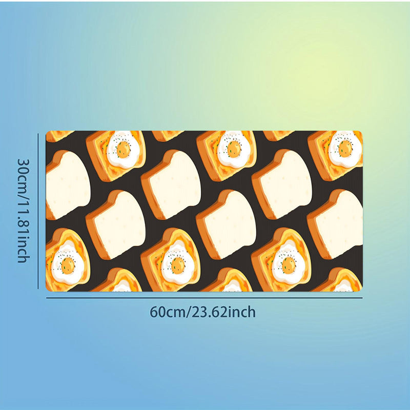 1pc Gaming Desk Mat Featuring a Design of Bread And a Fried Egg, Both Easy And Adorable. Ideal for Use As a Mouse Pad on Your Office Or Study Desk, Also Makes a Great Gift