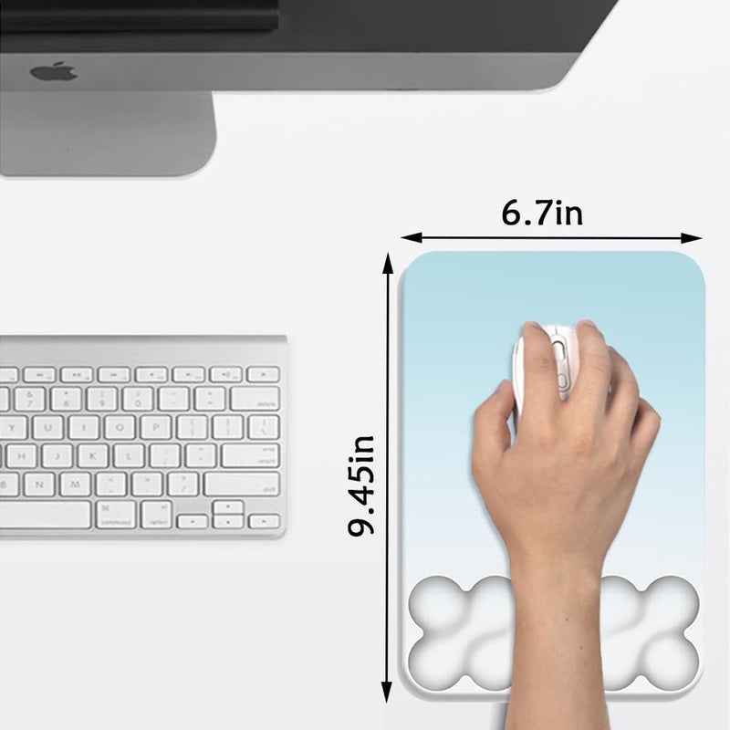 Ergonomic Cloud-Shaped Wrist Rest Mouse Pad Compatible for Typing Pain Relief, Portable Wrist with Surface & Stitched Edges - Wrist Pain Relief for Computer, Office, Use - Cloud Desk Accessory (High-Quality Milk Fabric)