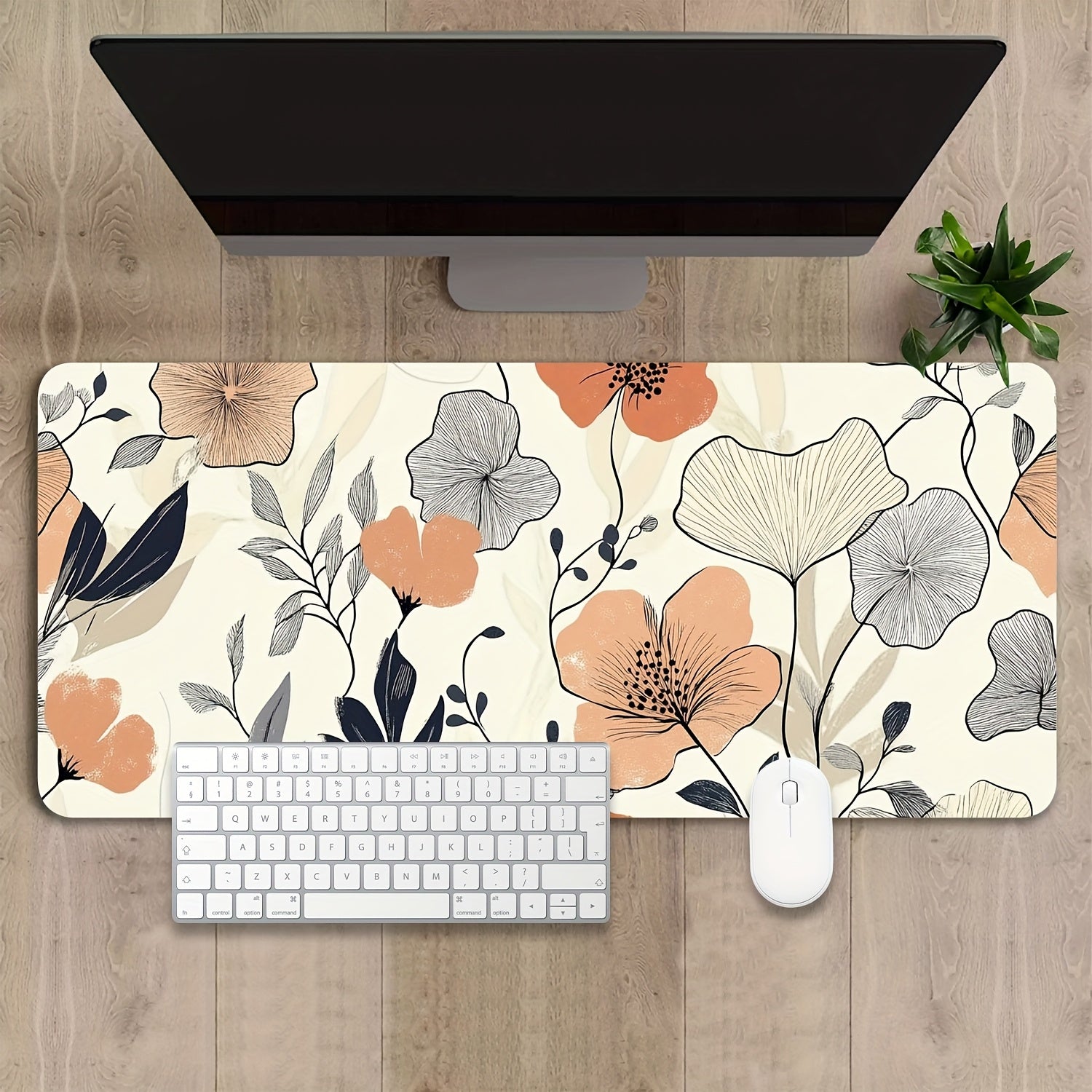 Oversized Gaming Mouse Pad & Desk Mat - Non-Slip Rubber Base with a Pastel Floral Design, Sturdy Rectangular Mat for Computer Use in Office, Home, And Gaming Environments