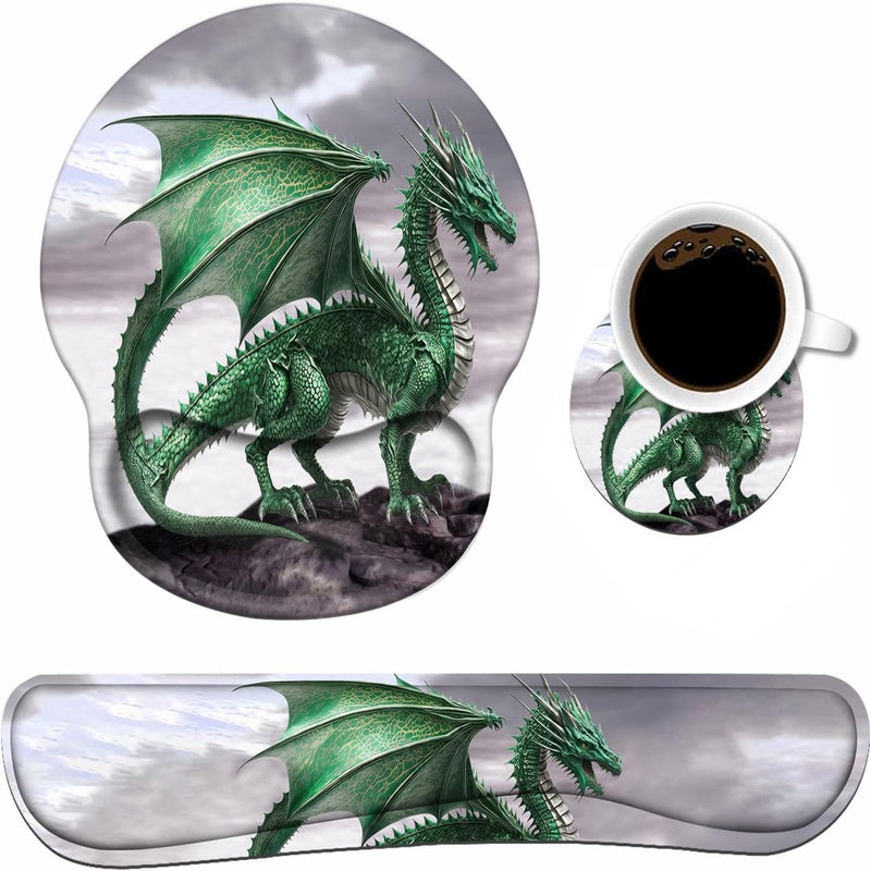 Keyboard Wrist Rest Mouse Pad Wrist Support Set Coasters, Non - Slip PU Base, Ergonomic for Home Office Work Study, Easy Typing Wrist Pain Relief