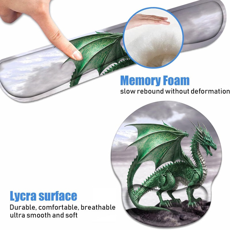 Keyboard Wrist Rest Mouse Pad Wrist Support Set Coasters, Non - Slip PU Base, Ergonomic for Home Office Work Study, Easy Typing Wrist Pain Relief