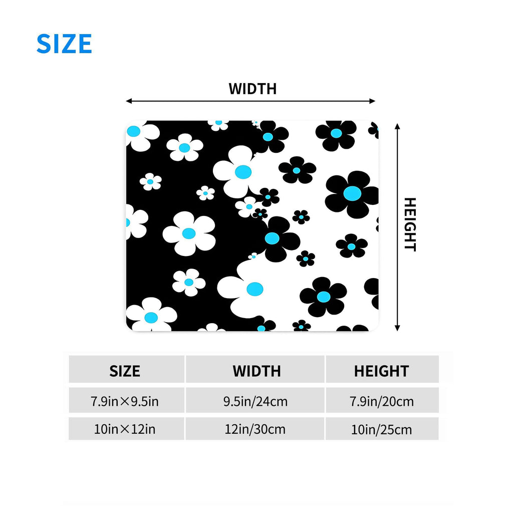 1pc a Mouse Pad Featuring a 60S Pop Design with Small Black And White Flowers And Blue Centers, Suitable for Both Office Use And Gaming, Designed for Multifunctional Practicality