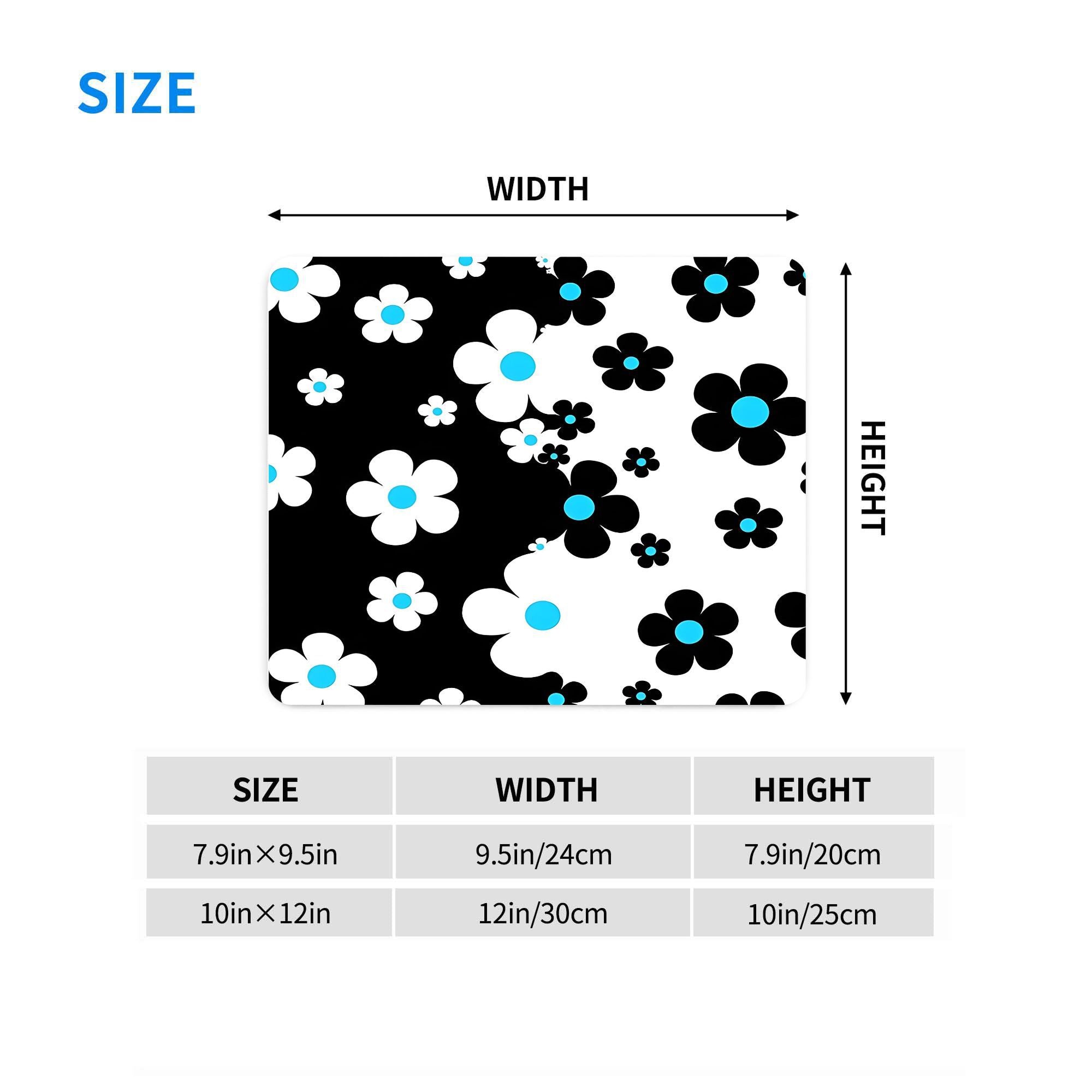 1pc a Mouse Pad Featuring a 60S Pop Design with Small Black And White Flowers And Blue Centers, Suitable for Both Office Use And Gaming, Designed for Multifunctional Practicality