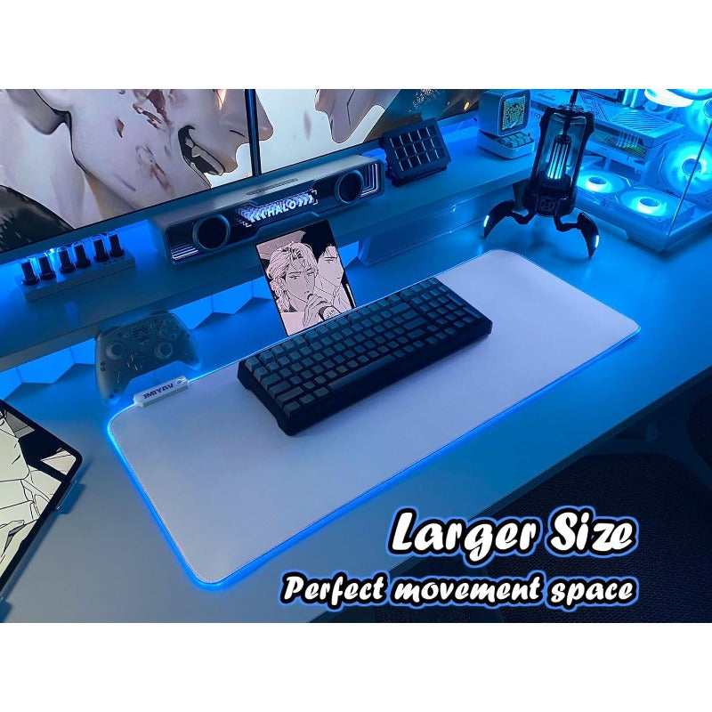 JMIYAV e Gaming Mouse Pad RGB Mousepad Non-Slip Rubber Base Extra Large Cool XL XXL Computer Desk Pad Gaming Accessories LED Light Up Extended Big Mouse Pad for Gamer 31.5x12In Upgrade