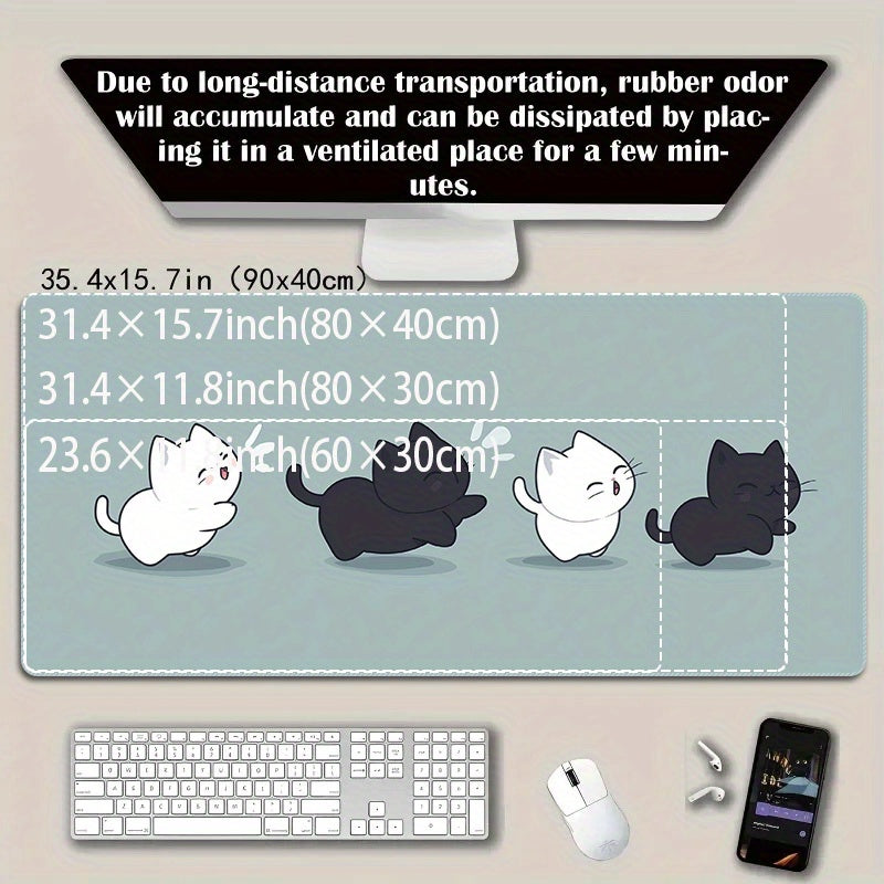 1pc a Cute Cat Design Non-Slip Desk Mat, Thickened And Enlarged for Gaming Or Office Purposes