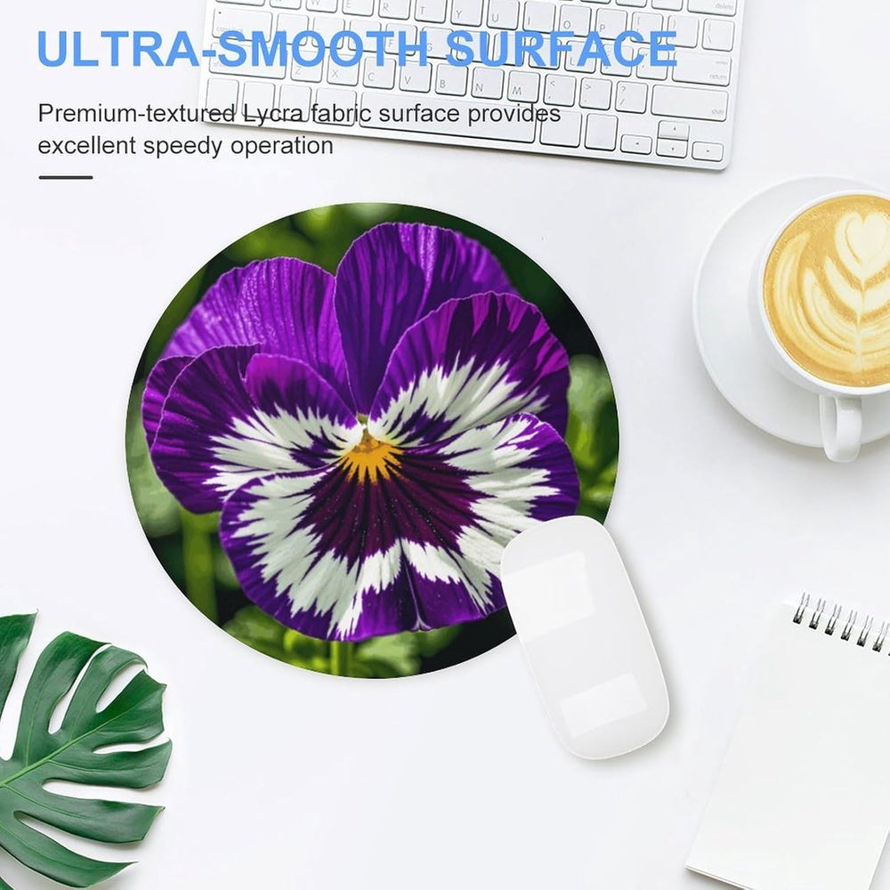 Pansy Perfection Mouse Pad Round Mouse Pad Foldable Mouse Mat Washable Mousepads Non-Slip Rubber Base Small Mousepad 7.9 X 7.9 X 0.1 Inches