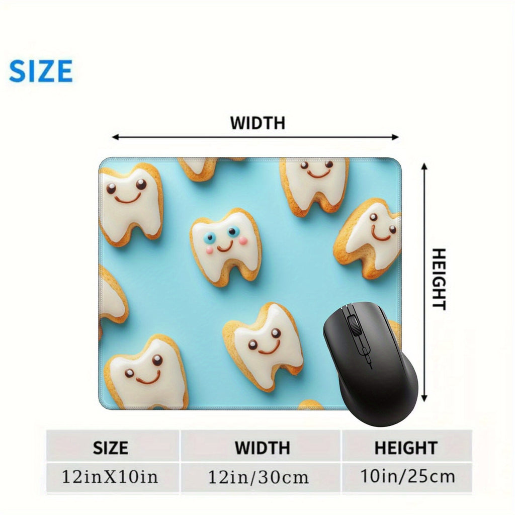 1pc Pastel Blue Tooth-Shaped Mouse Pad- Non-Slip Rubber Base, Smooth Surface for Precise Control, Ideal for Office, Gaming, and Home Use- Durable and Easy to Clean Desk Mat