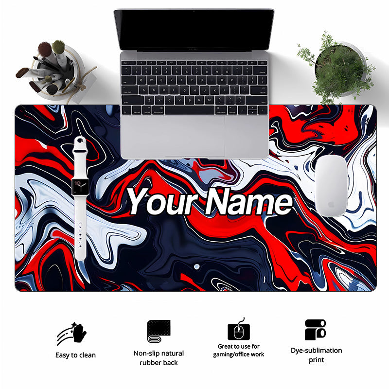 Mouse Pads Featuring a Red Marble Fluid Design, Customizable with Names, Perfect for Office Employees, Gamers, And Equipped with Non-Slip Rubber Bases. an Excellent Gift Choice for Loved Ones