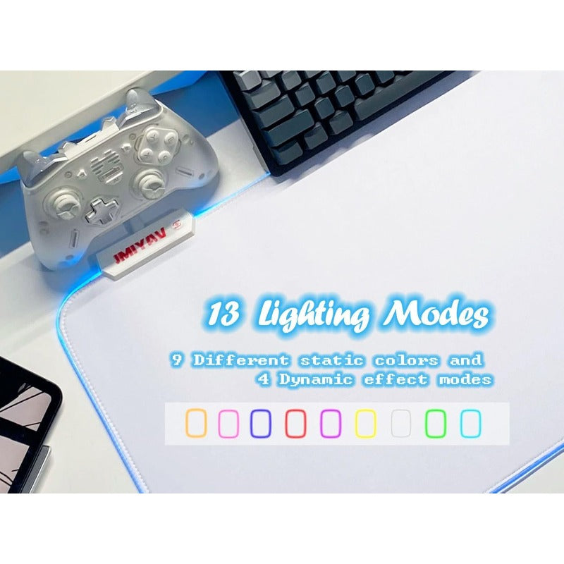 JMIYAV e Gaming Mouse Pad RGB Mousepad Non-Slip Rubber Base Extra Large Cool XL XXL Computer Desk Pad Gaming Accessories LED Light Up Extended Big Mouse Pad for Gamer 31.5x12In Upgrade