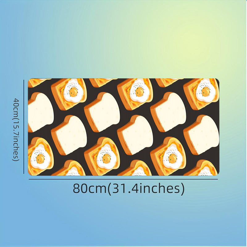 1pc Gaming Desk Mat Featuring a Design of Bread And a Fried Egg, Both Easy And Adorable. Ideal for Use As a Mouse Pad on Your Office Or Study Desk, Also Makes a Great Gift