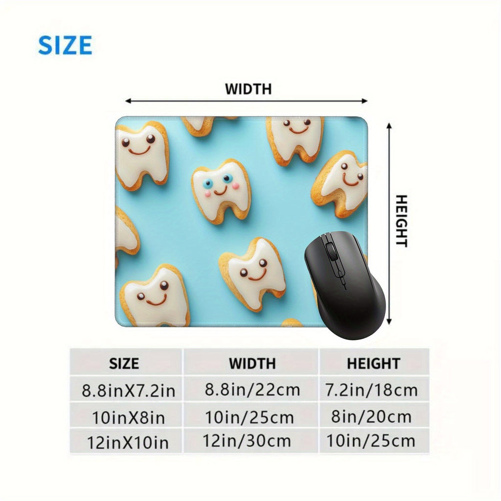 1pc Pastel Blue Tooth-Shaped Mouse Pad- Non-Slip Rubber Base, Smooth Surface for Precise Control, Ideal for Office, Gaming, and Home Use- Durable and Easy to Clean Desk Mat