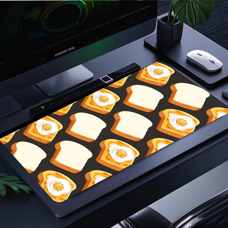 1pc Gaming Desk Mat Featuring a Design of Bread And a Fried Egg, Both Easy And Adorable. Ideal for Use As a Mouse Pad on Your Office Or Study Desk, Also Makes a Great Gift