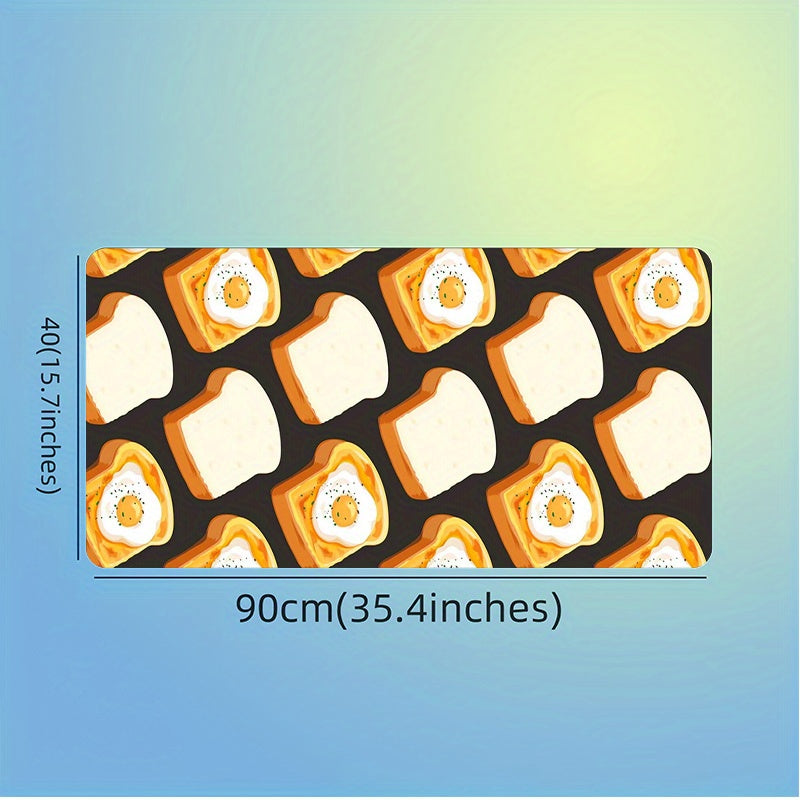 1pc Gaming Desk Mat Featuring a Design of Bread And a Fried Egg, Both Easy And Adorable. Ideal for Use As a Mouse Pad on Your Office Or Study Desk, Also Makes a Great Gift
