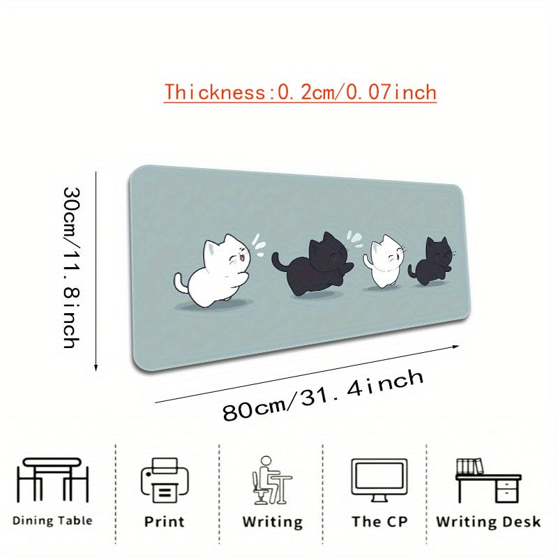 1pc a Cute Cat Design Non-Slip Desk Mat, Thickened And Enlarged for Gaming Or Office Purposes