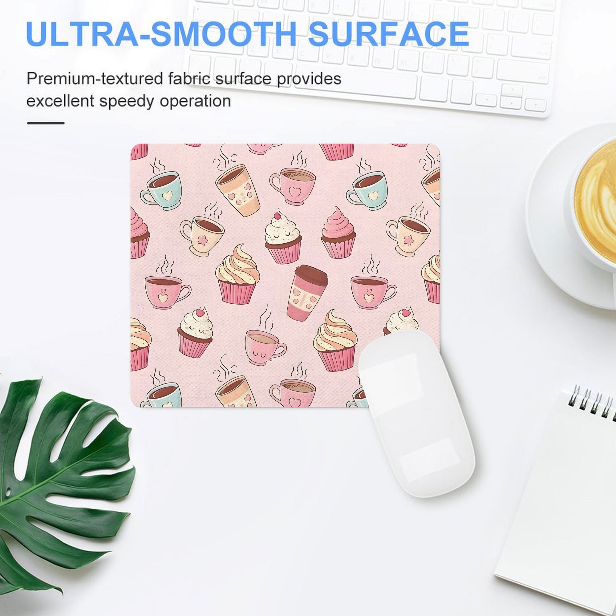 One Mouse Pad Featuring a Design of Cupcakes And Coffee Cups, Suitable for Both Office Use And Gaming