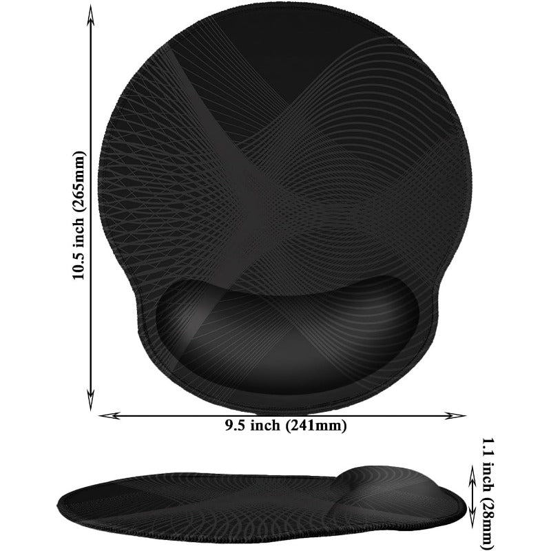 Meffort Inc Ergonomic Gaming & Office Mouse Pad with Wrist Rest Support - Non-Slip Base, Sound Wave Texture Surface, Durable Comfortable Design for Computer, PC, Laptop - Reduces Wrist Fatigue, Improves Accuracy & Control