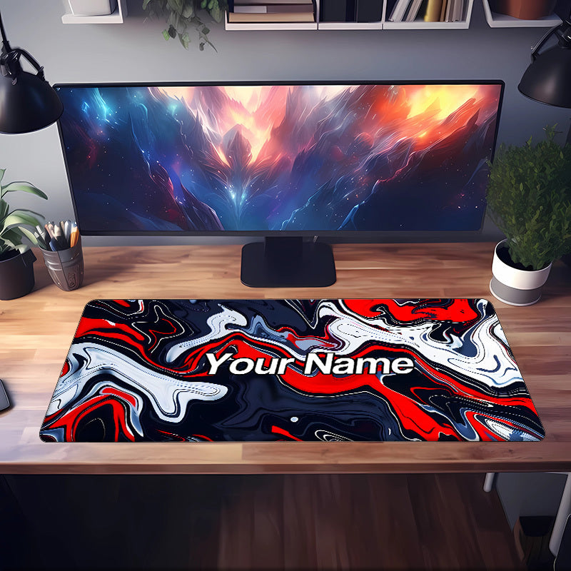 Mouse Pads Featuring a Red Marble Fluid Design, Customizable with Names, Perfect for Office Employees, Gamers, And Equipped with Non-Slip Rubber Bases. an Excellent Gift Choice for Loved Ones