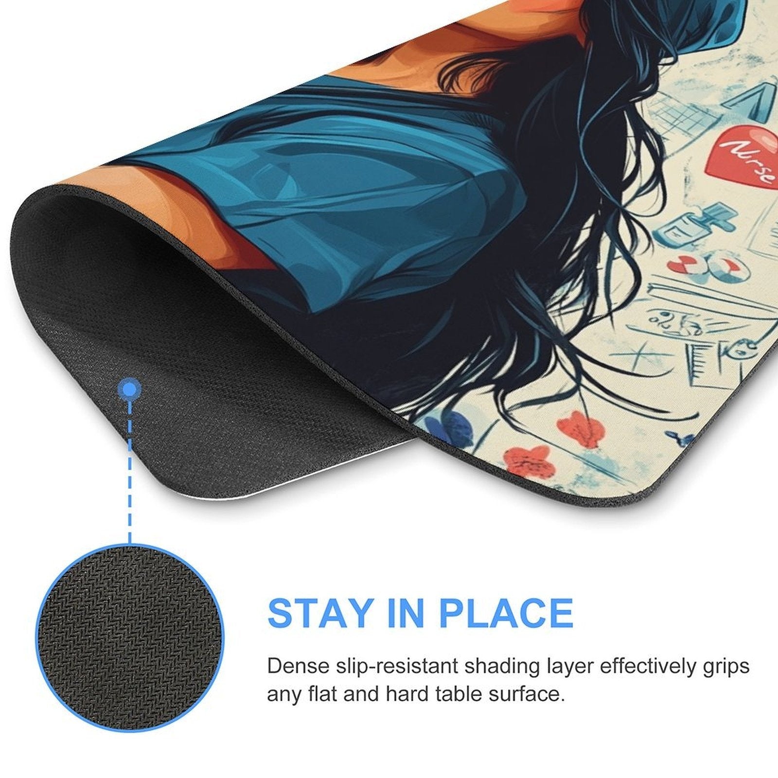 Best Nurse Ever -Themed Mouse Pad & Desk Mat - Non-Slip Nursing Stethoscope Cart & Pill Design for PC\u002FLaptop, Office & Hospital Computer Use - Small Keyboard-Friendly for healthcare Professionals