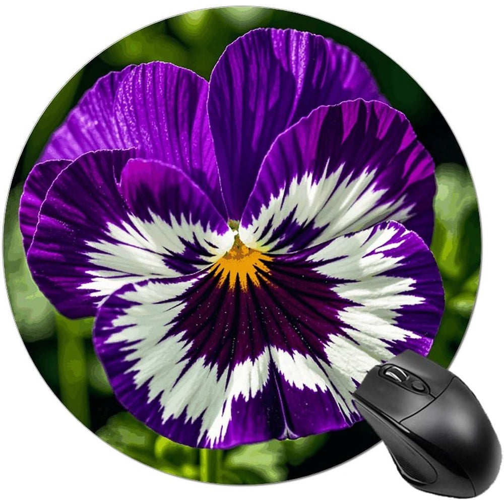 Pansy Perfection Mouse Pad Round Mouse Pad Foldable Mouse Mat Washable Mousepads Non-Slip Rubber Base Small Mousepad 7.9 X 7.9 X 0.1 Inches
