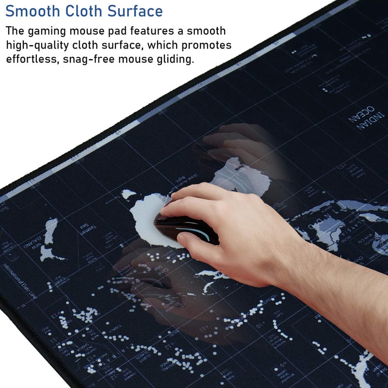Gaming Mouse Pad, Large Extended Desk Mouse Pad, Non - Slip Spill - Resistant Mousepad with Special - Textured Surface, Anti - Fray Stitched Edges for Esports Pros Gamer Office - Map