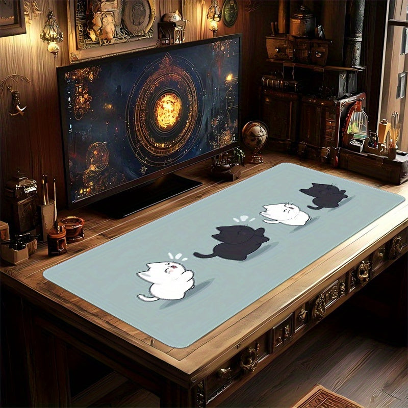 1pc a Cute Cat Design Non-Slip Desk Mat, Thickened And Enlarged for Gaming Or Office Purposes