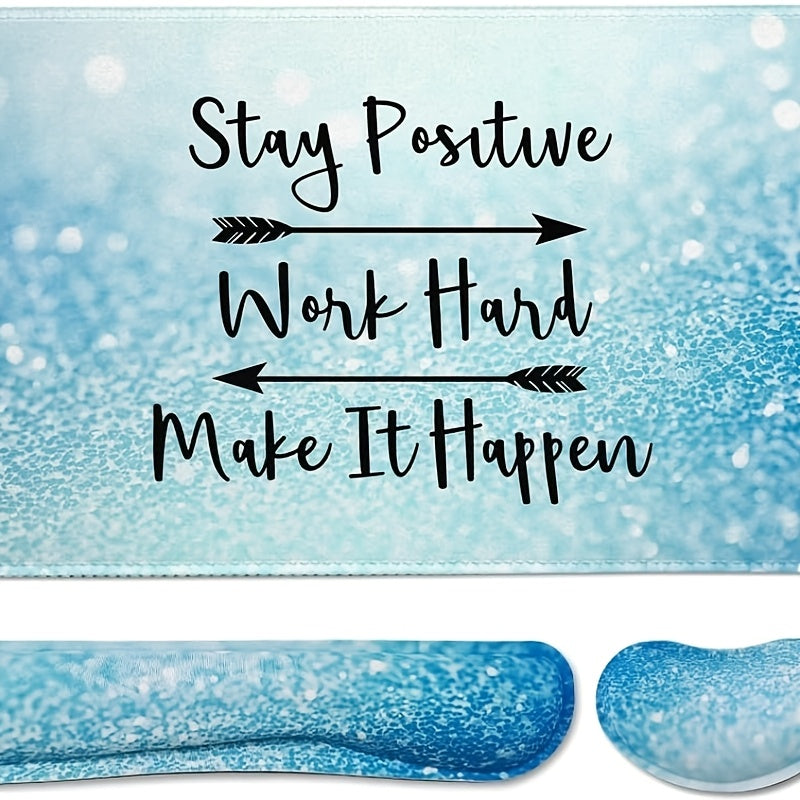 Large Mouse Pad and Keyboard Wrist Rest, Desk Pad for Keyboard and Mouse, 4- in- 1 Large Gaming Mouse Pad with Wrist Support- Blue Marble, Available 365 Days