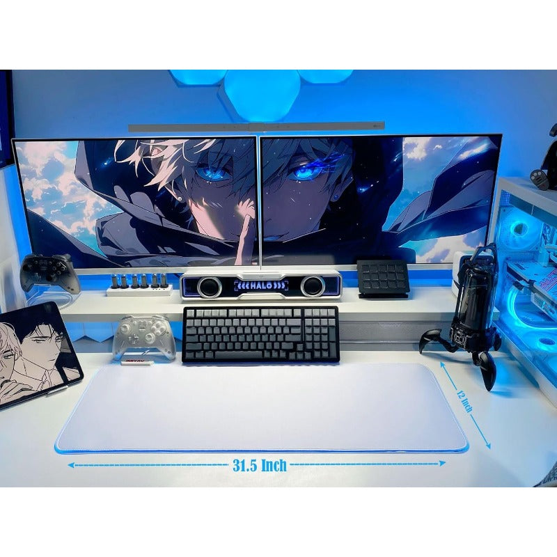 JMIYAV e Gaming Mouse Pad RGB Mousepad Non-Slip Rubber Base Extra Large Cool XL XXL Computer Desk Pad Gaming Accessories LED Light Up Extended Big Mouse Pad for Gamer 31.5x12In Upgrade