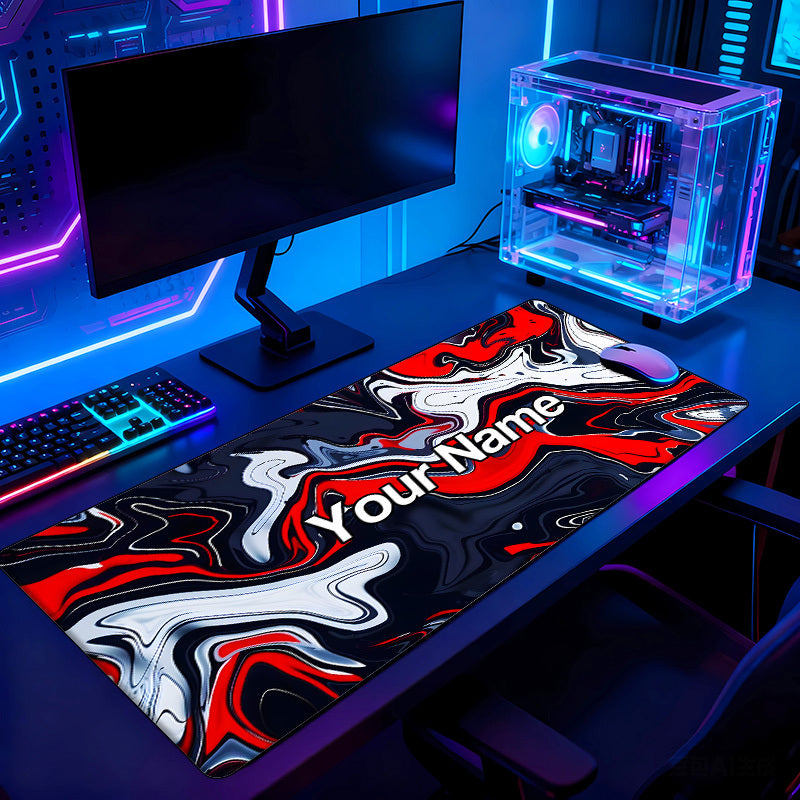 Mouse Pads Featuring a Red Marble Fluid Design, Customizable with Names, Perfect for Office Employees, Gamers, And Equipped with Non-Slip Rubber Bases. an Excellent Gift Choice for Loved Ones