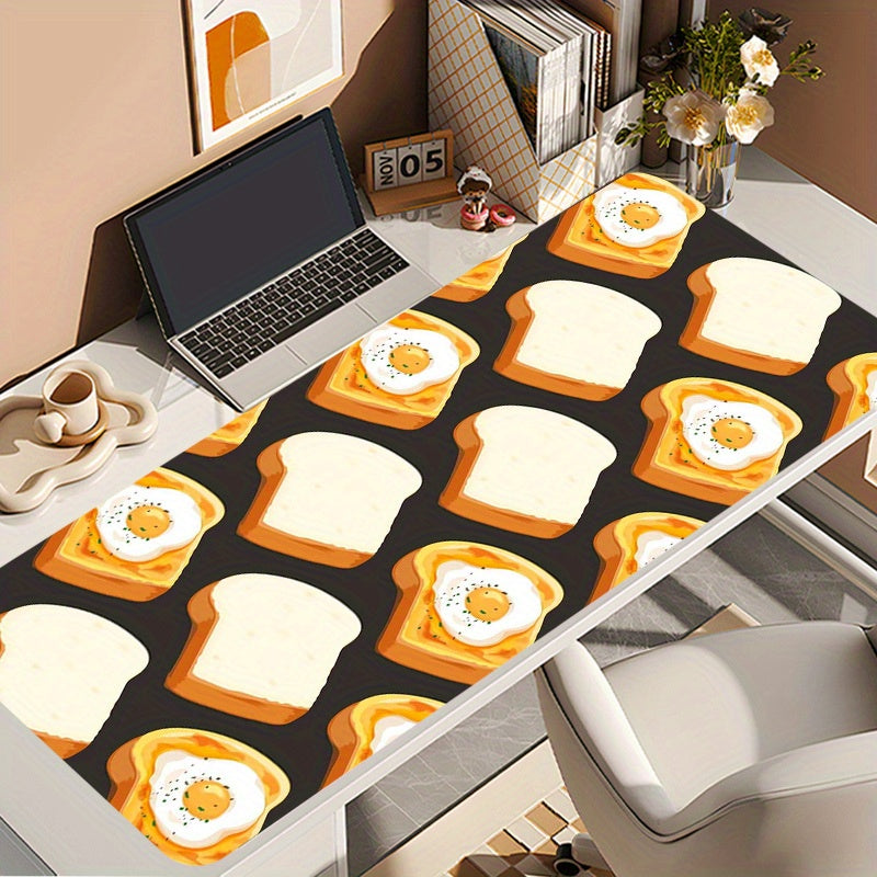 1pc Gaming Desk Mat Featuring a Design of Bread And a Fried Egg, Both Easy And Adorable. Ideal for Use As a Mouse Pad on Your Office Or Study Desk, Also Makes a Great Gift