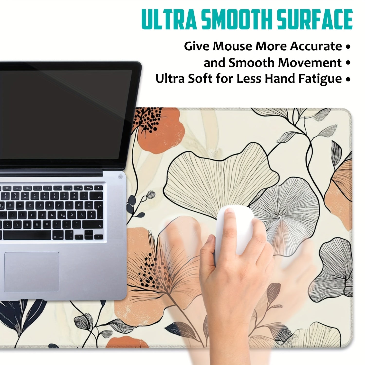 Oversized Gaming Mouse Pad & Desk Mat - Non-Slip Rubber Base with a Pastel Floral Design, Sturdy Rectangular Mat for Computer Use in Office, Home, And Gaming Environments