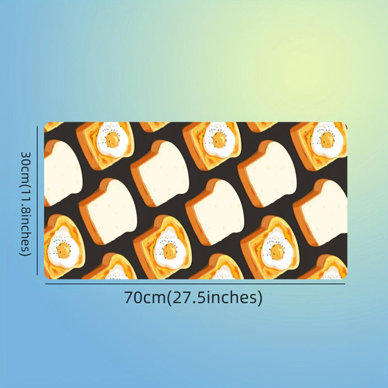 1pc Gaming Desk Mat Featuring a Design of Bread And a Fried Egg, Both Easy And Adorable. Ideal for Use As a Mouse Pad on Your Office Or Study Desk, Also Makes a Great Gift