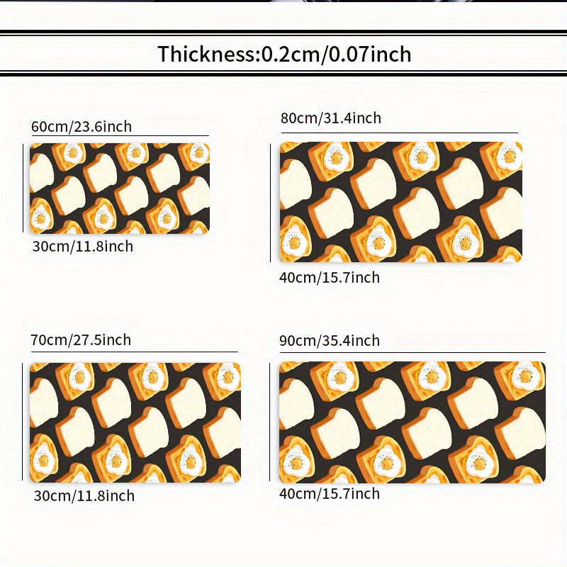 1pc Gaming Desk Mat Featuring a Design of Bread And a Fried Egg, Both Easy And Adorable. Ideal for Use As a Mouse Pad on Your Office Or Study Desk, Also Makes a Great Gift