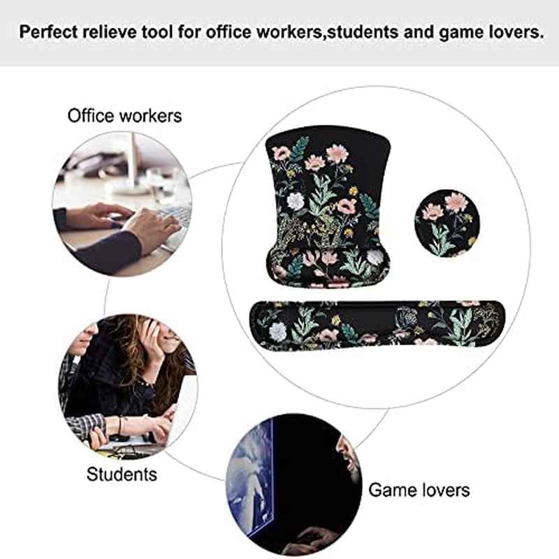 Home Office MOSISO Wrist Rest for Mouse PadKeyboard Set, Ergonomic, Non - Slip, Pain Relief, Easy Typing with Neoprene ClothRaised Memory Foam