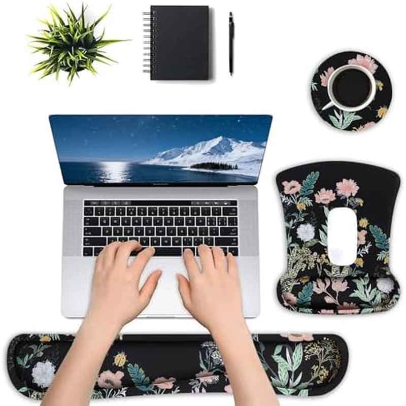 Home Office MOSISO Wrist Rest for Mouse PadKeyboard Set, Ergonomic, Non - Slip, Pain Relief, Easy Typing with Neoprene ClothRaised Memory Foam
