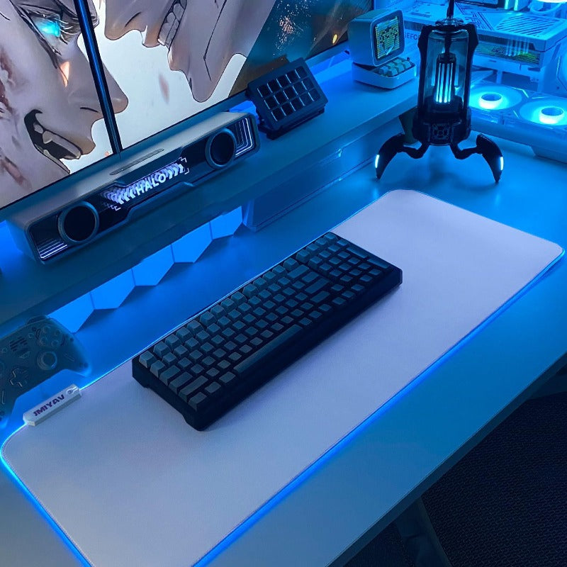 JMIYAV e Gaming Mouse Pad RGB Mousepad Non-Slip Rubber Base Extra Large Cool XL XXL Computer Desk Pad Gaming Accessories LED Light Up Extended Big Mouse Pad for Gamer 31.5x12In Upgrade