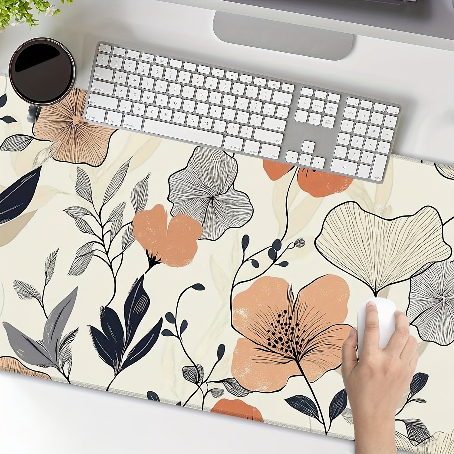 Oversized Gaming Mouse Pad & Desk Mat - Non-Slip Rubber Base with a Pastel Floral Design, Sturdy Rectangular Mat for Computer Use in Office, Home, And Gaming Environments