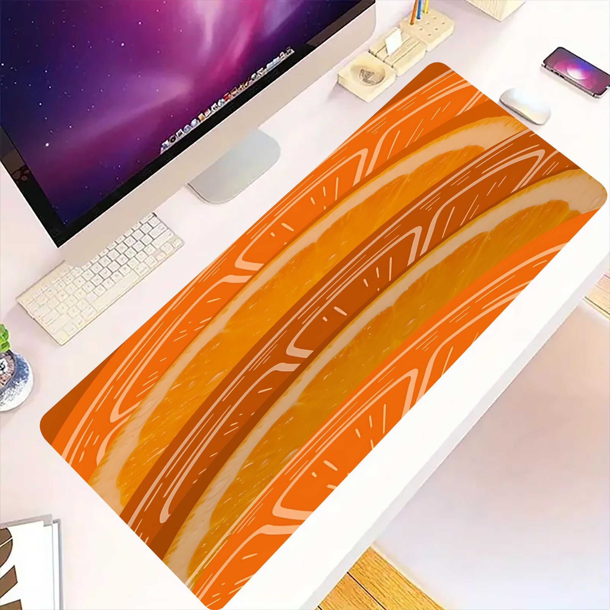 Orange Slices Aesthetic Mouse Pad Compatible for PC & Laptop - Non-Slip Rubber Base Desk Mat with Sewn Edges, Durable Gaming & Office Computer Pad, Cute Citrus ()